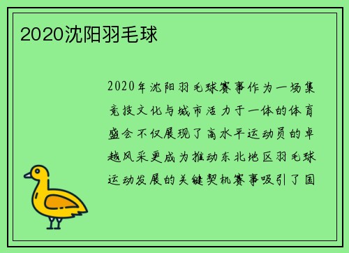 2020沈阳羽毛球